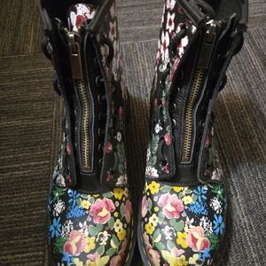 Dr. Martens Black Floral Combat Boots